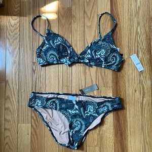 NWT J. Crew Ratti Midnight Paisley Bathing Suit, Sz M Top, Sz S Bottom